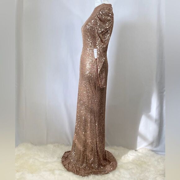 Mac Duggal Sequined Puff-Sleeve Sheath Gown size 2 - Picture 8 of 10